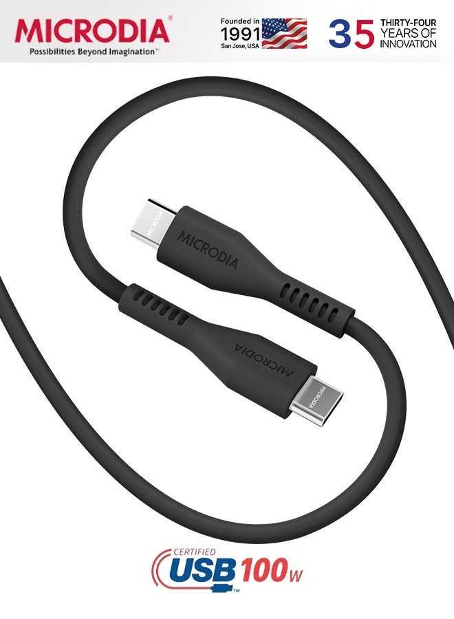MICRODIA 【Microdia】Fruitywire PD100W USB-C to USB-C Charge & Sync Cable, Liquid Silicon, 2.6m - Soft Touch & Tangle-Free - Image 1